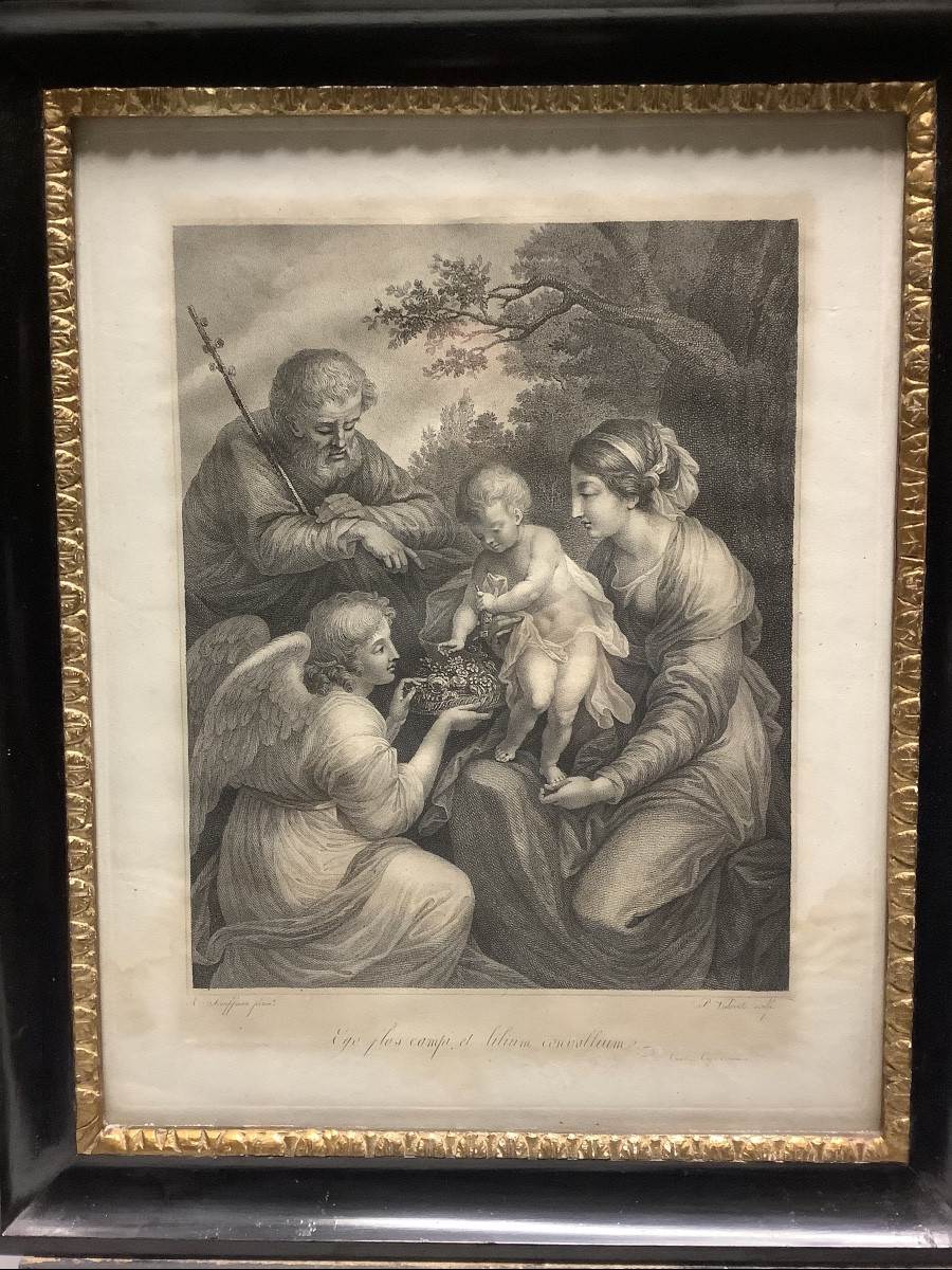 Incisione sacra famiglia con angelo di Pietro Vedovato Ep 1774-1847-photo-3
