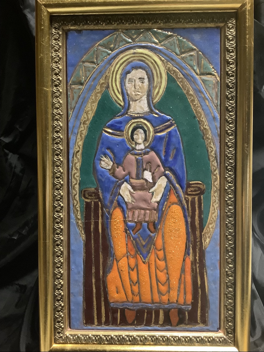 Coppia di ceramiche con smalti e oro Ep XX secolo-photo-2