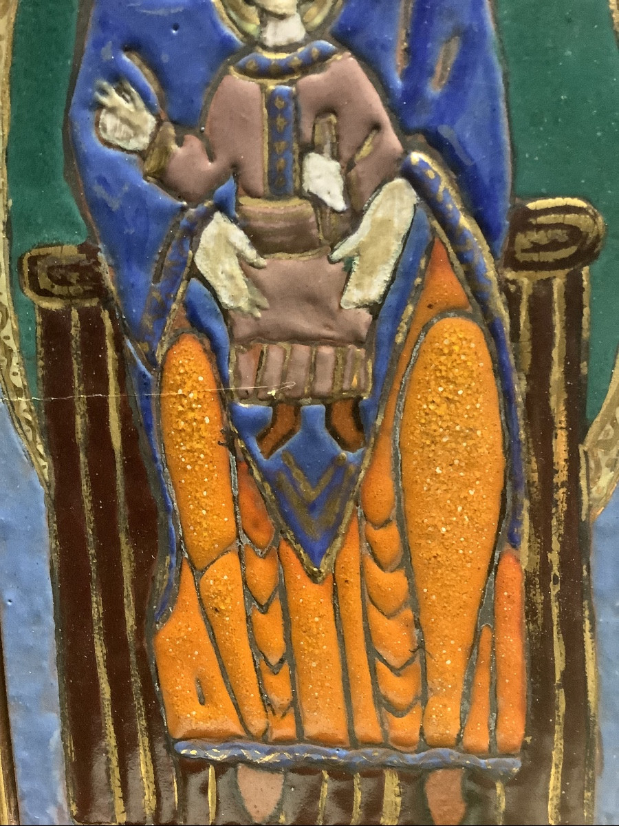 Coppia di ceramiche con smalti e oro Ep XX secolo-photo-2