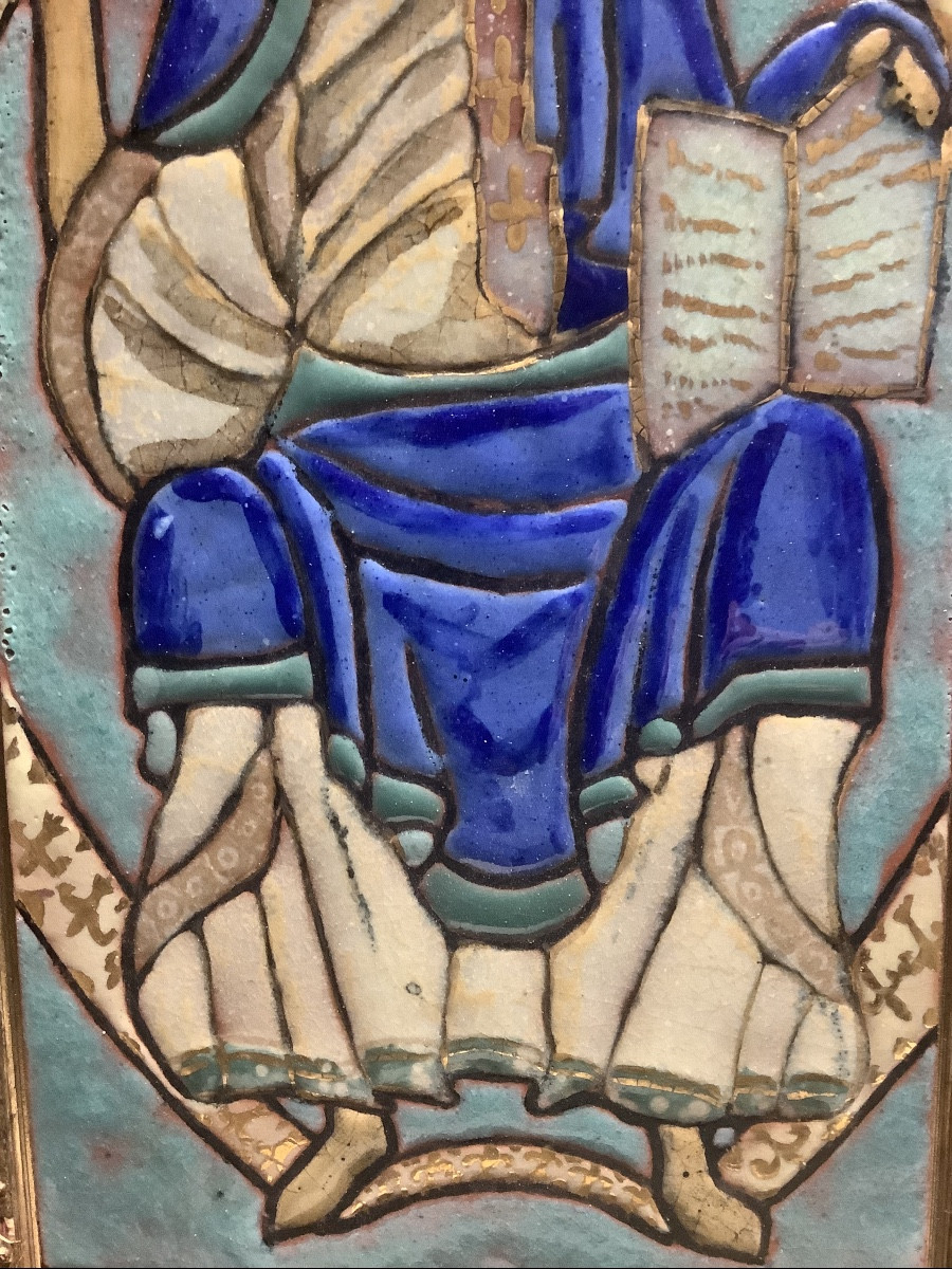 Coppia di ceramiche con smalti e oro Ep XX secolo-photo-5