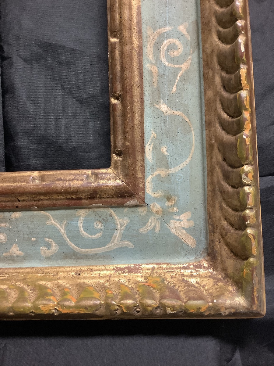 Cornice in legno intagliata  laccata e dorata co motivi Ep XX secolo-photo-2
