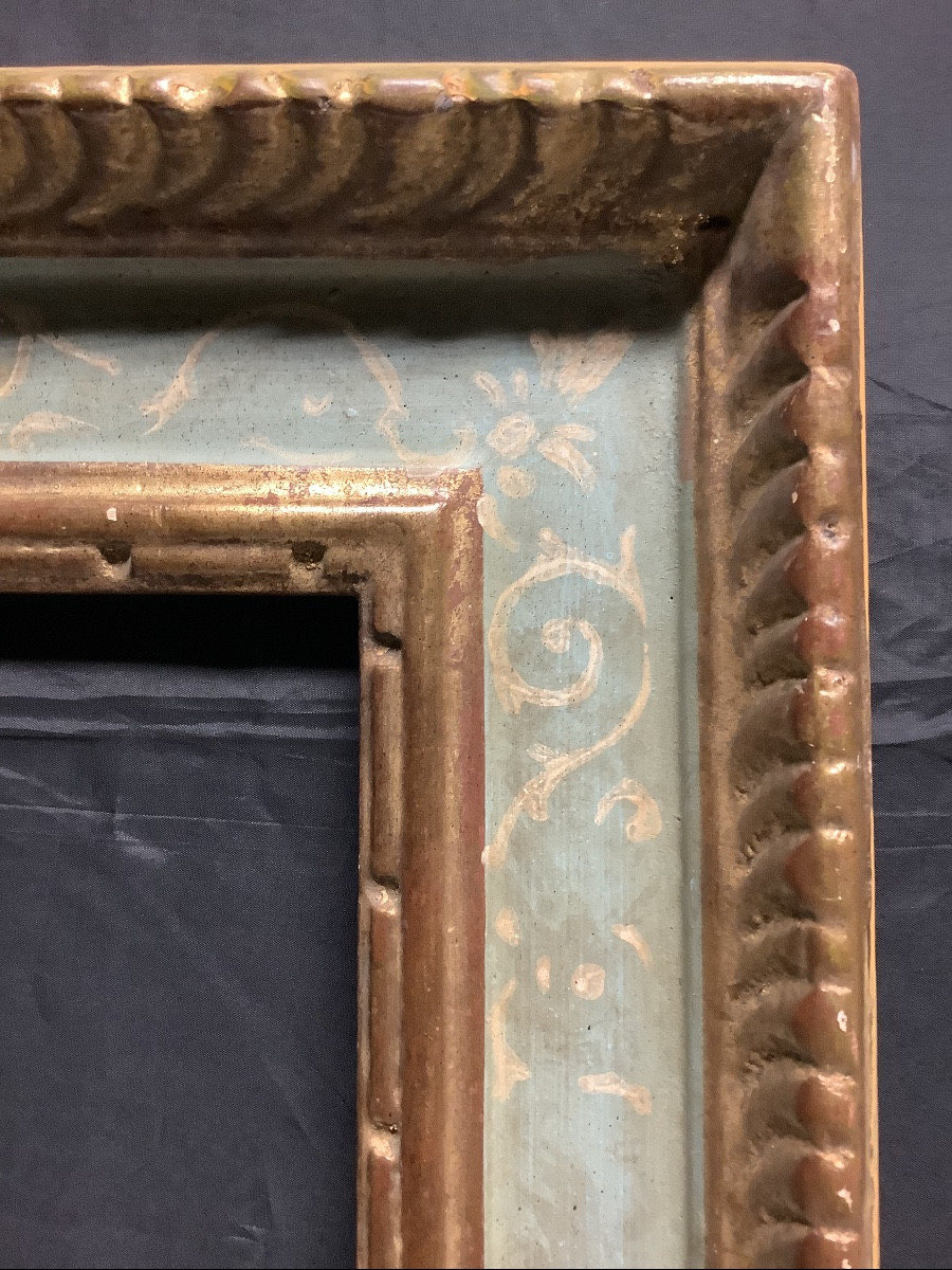 Cornice in legno intagliata  laccata e dorata co motivi Ep XX secolo-photo-3
