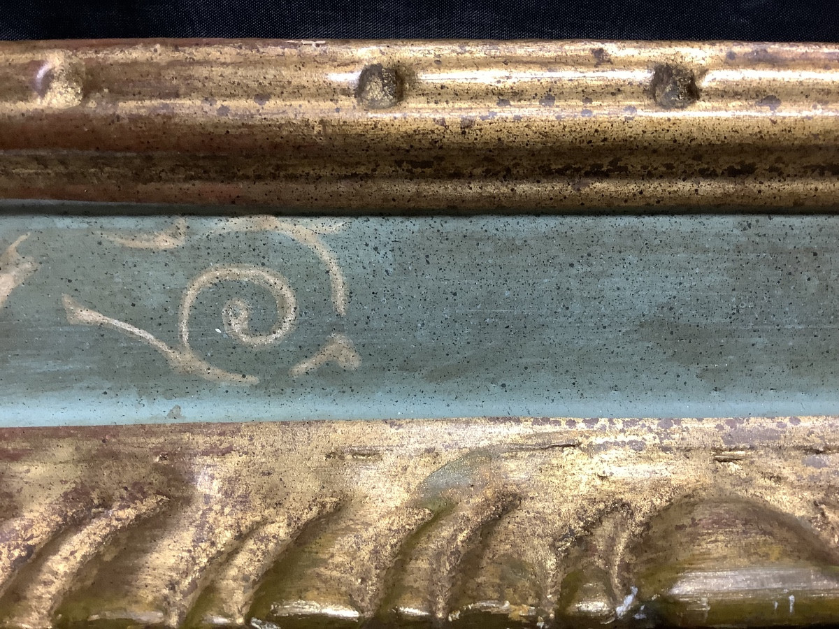 Cornice in legno intagliata  laccata e dorata co motivi Ep XX secolo-photo-1