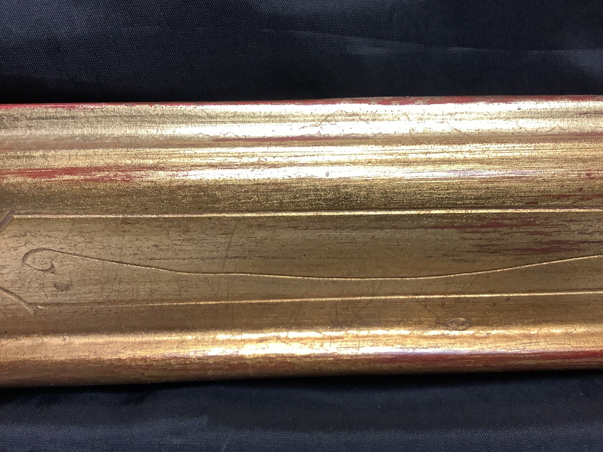 Cornice  in legno dorato con incisioni Ep XX secolo-photo-3