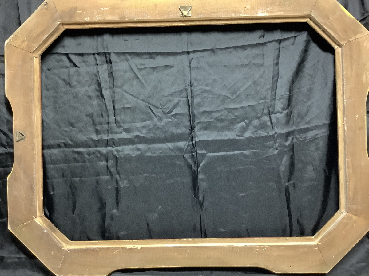 Cornice  in legno dorato con incisioni Ep XX secolo-photo-2