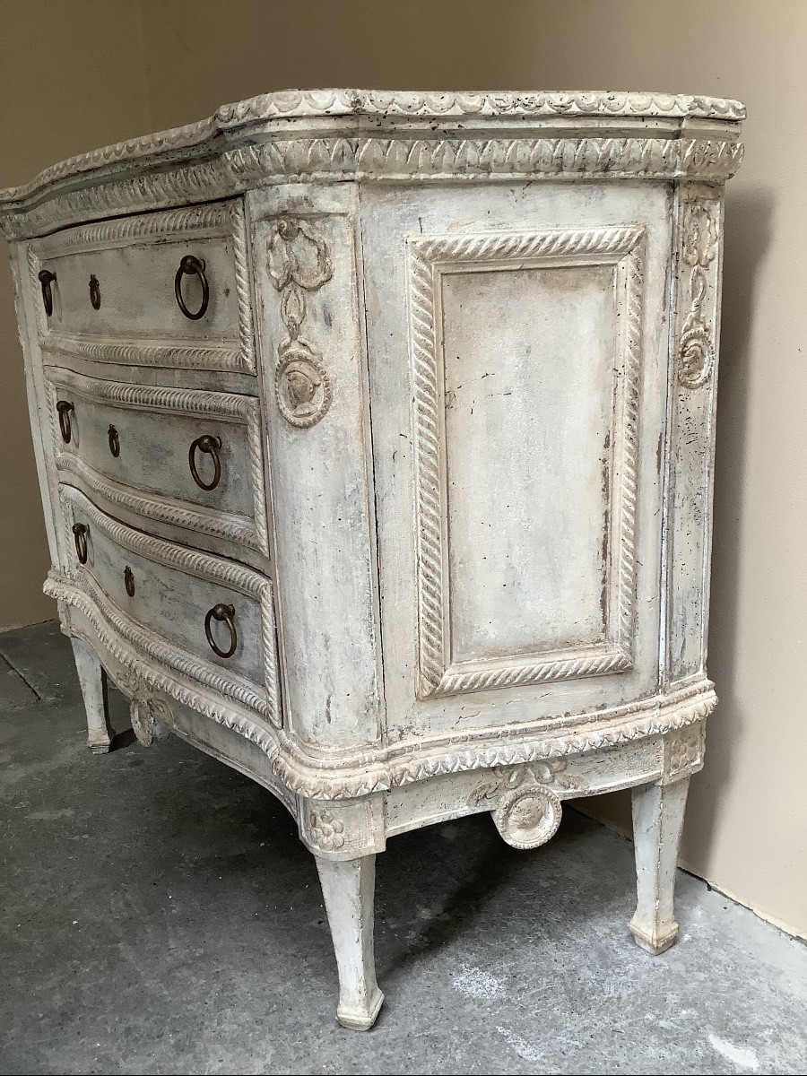 Piccolo cassettoncino tre cassetti in legno massiccio Ep fine 800 Francia-photo-3