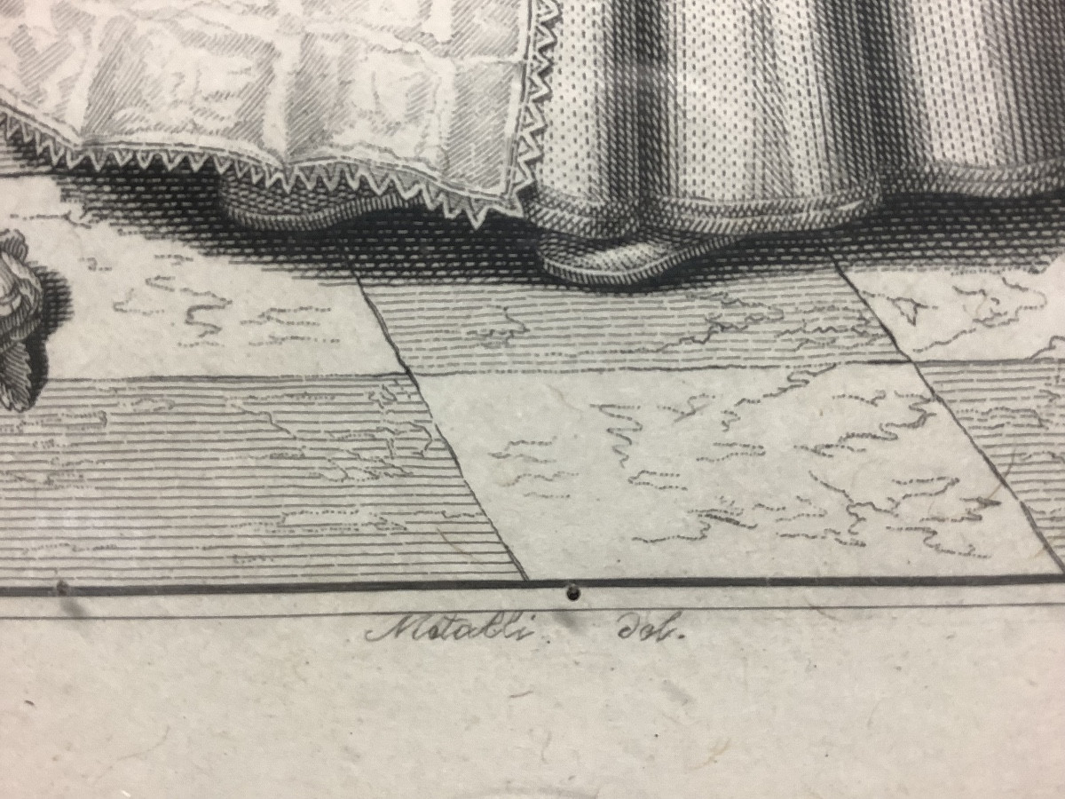 Incisione ritratto  raffigurante piccola nobildonna pittore  A. VAN DICK EP 1700-photo-2