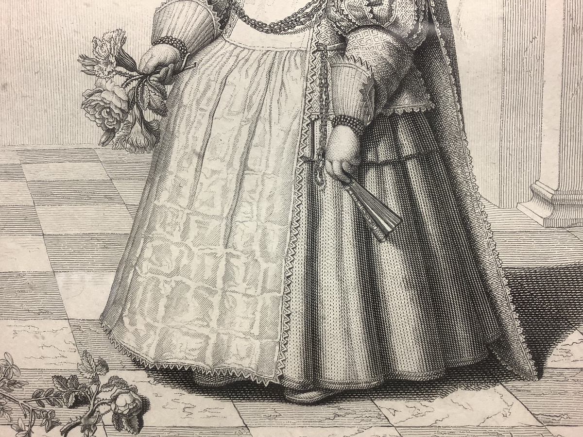 Incisione ritratto  raffigurante piccola nobildonna pittore  A. VAN DICK EP 1700-photo-4