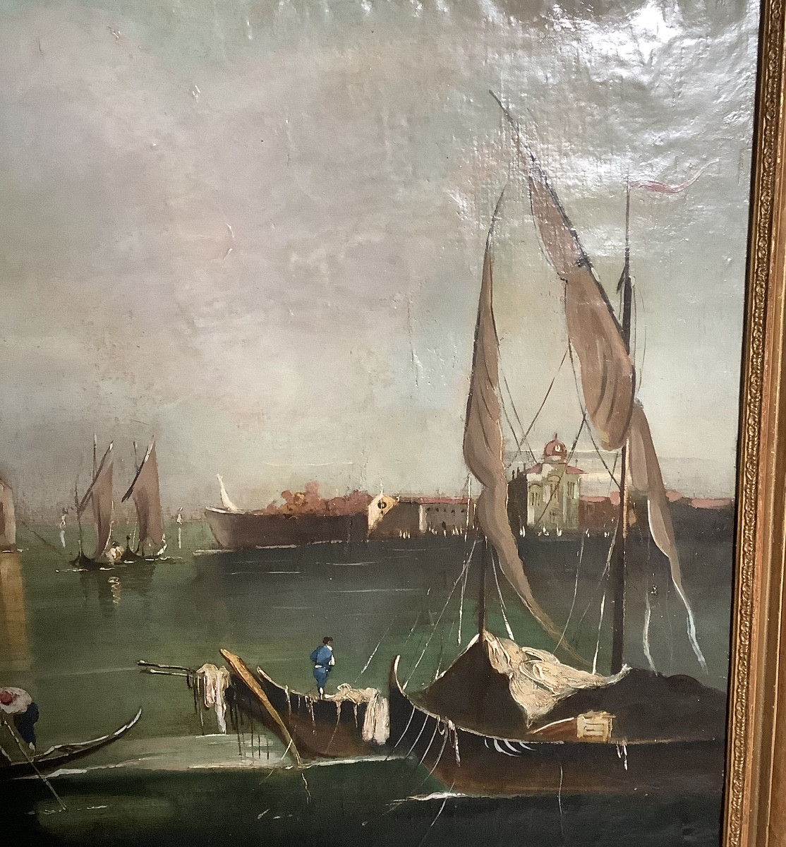 Olio su tela veduta di Venezia chiesa di S Giorgio di Artur Ressel Ep 1896- 1966-photo-3