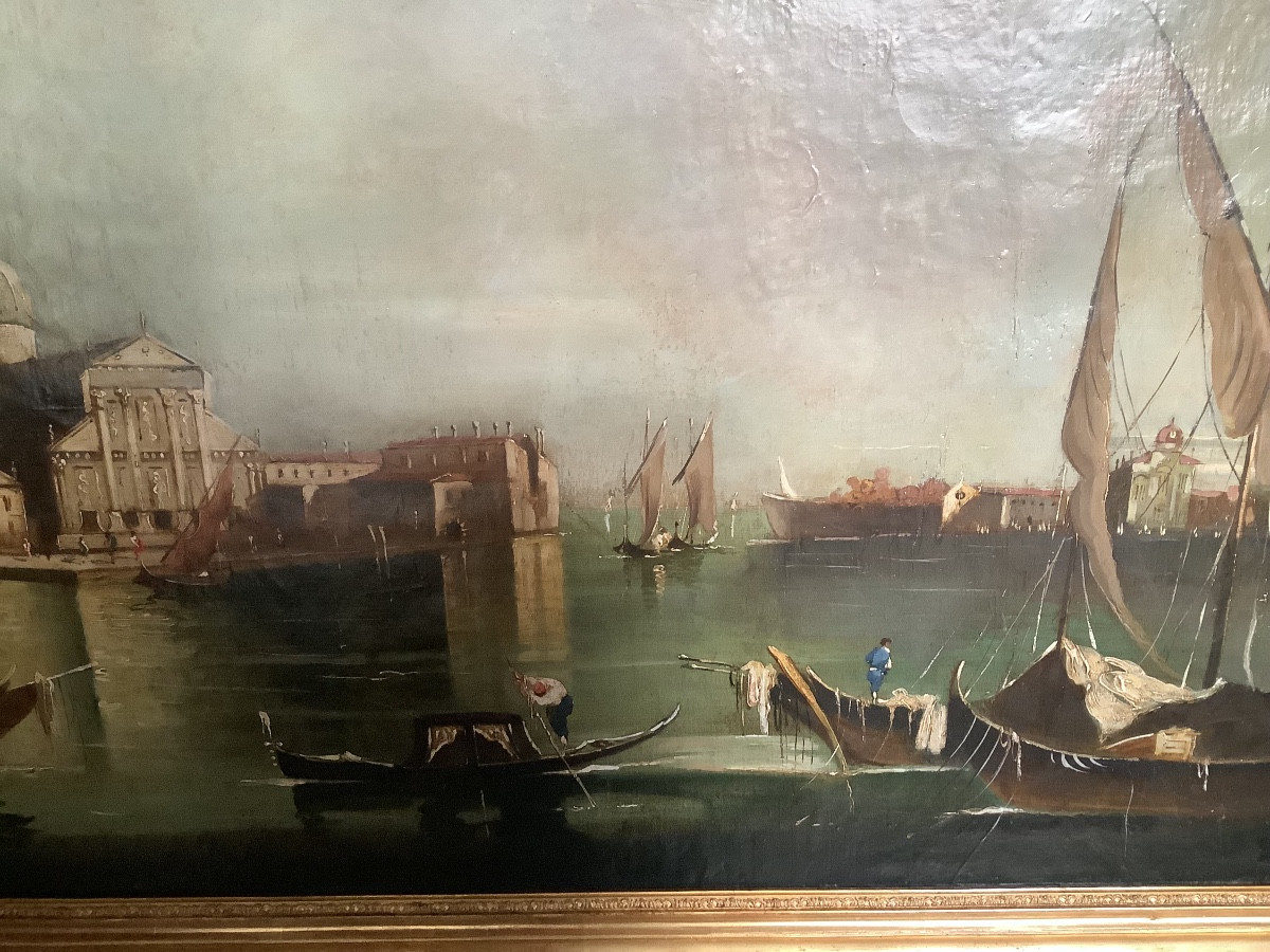 Olio su tela veduta di Venezia chiesa di S Giorgio di Artur Ressel Ep 1896- 1966-photo-4