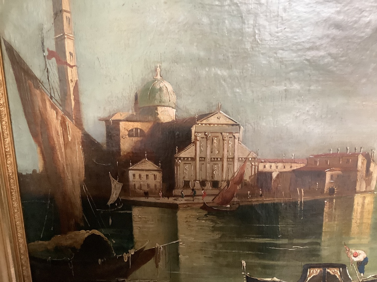 Olio su tela veduta di Venezia chiesa di S Giorgio di Artur Ressel Ep 1896- 1966-photo-1