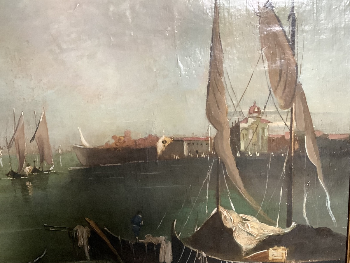 Olio su tela veduta di Venezia chiesa di S Giorgio di Artur Ressel Ep 1896- 1966-photo-3