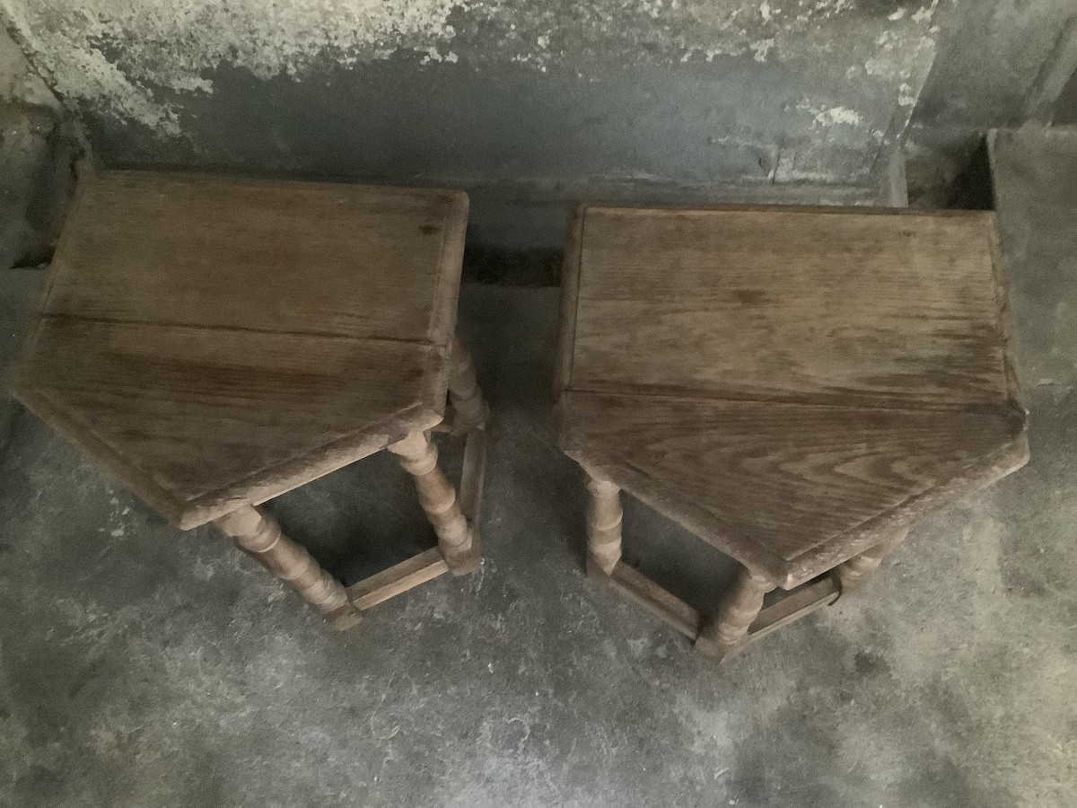 Coppia di sgabelli in legno di rovere Francia Ep 800-photo-2