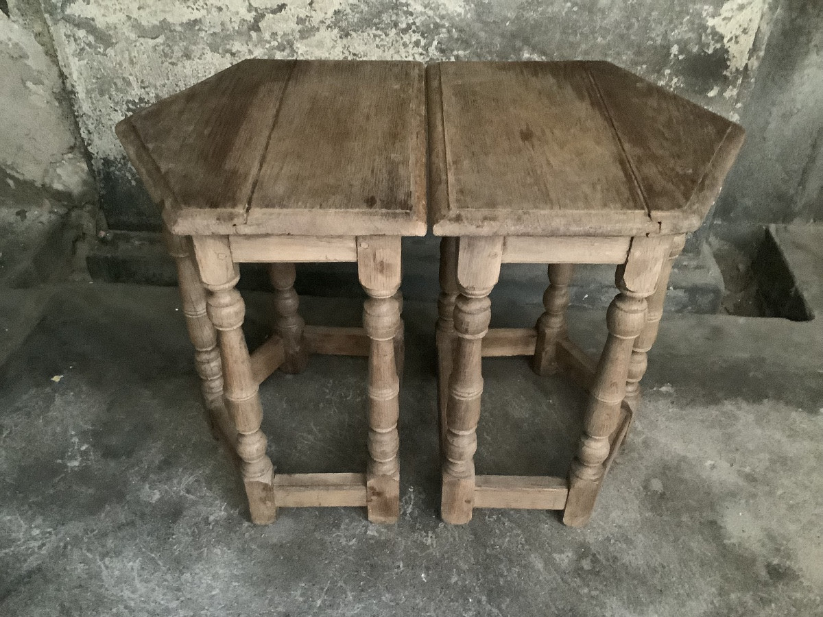 Coppia di sgabelli in legno di rovere Francia Ep 800-photo-3