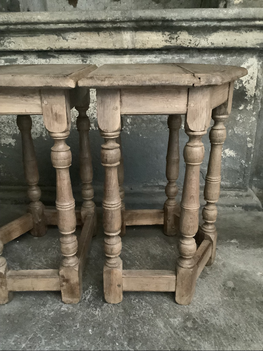 Coppia di sgabelli in legno di rovere Francia Ep 800-photo-4