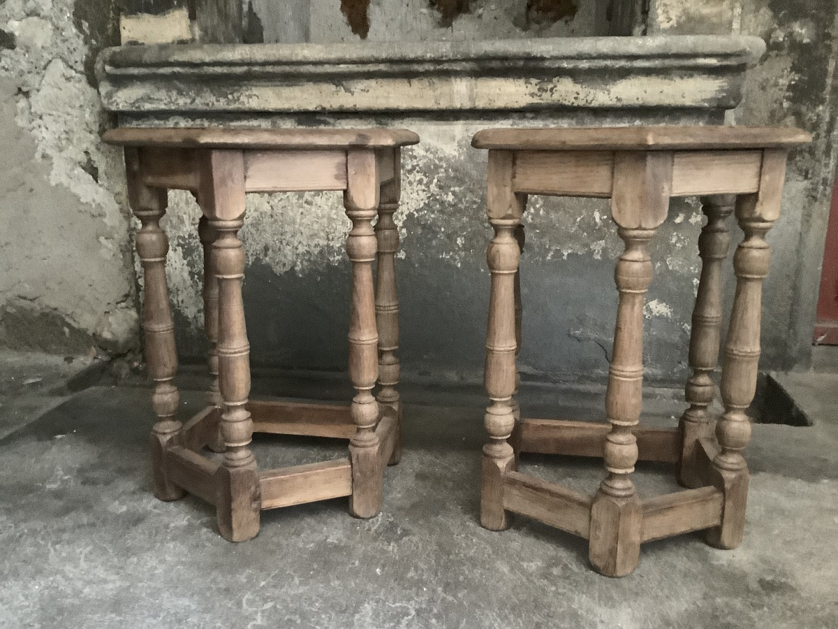 Coppia di sgabelli in legno di rovere Francia Ep 800