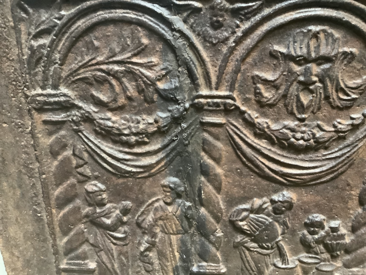 Piastra in ghisa  raffigurante il miracolo dell ‘olio del profeta Eliseo Ep 700-photo-2