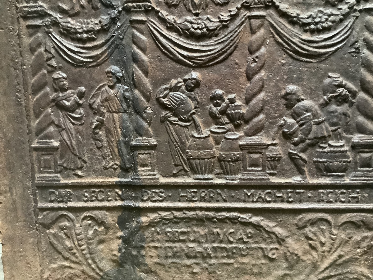 Piastra in ghisa  raffigurante il miracolo dell ‘olio del profeta Eliseo Ep 700-photo-3