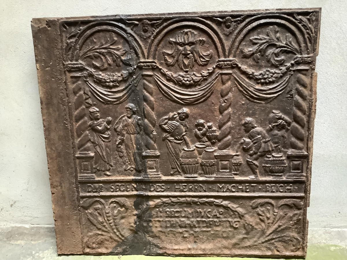 Piastra in ghisa  raffigurante il miracolo dell ‘olio del profeta Eliseo Ep 700-photo-4