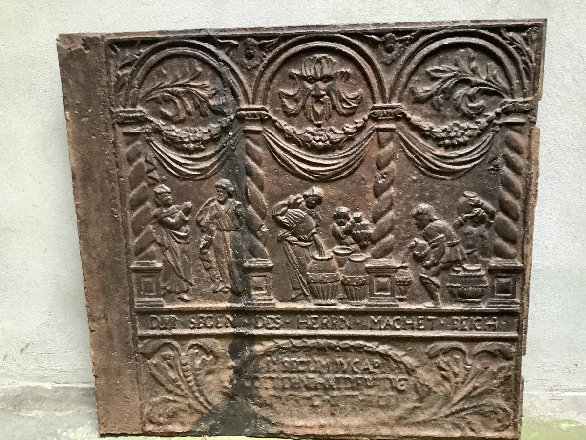 Piastra in ghisa  raffigurante il miracolo dell ‘olio del profeta Eliseo Ep 700