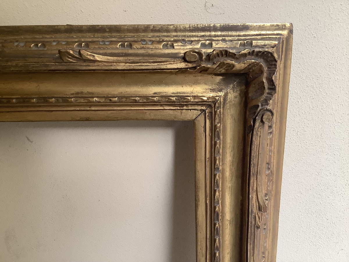 Cornice in legno dorato e intagliato con motivi a foglia Ep fine 800-photo-2