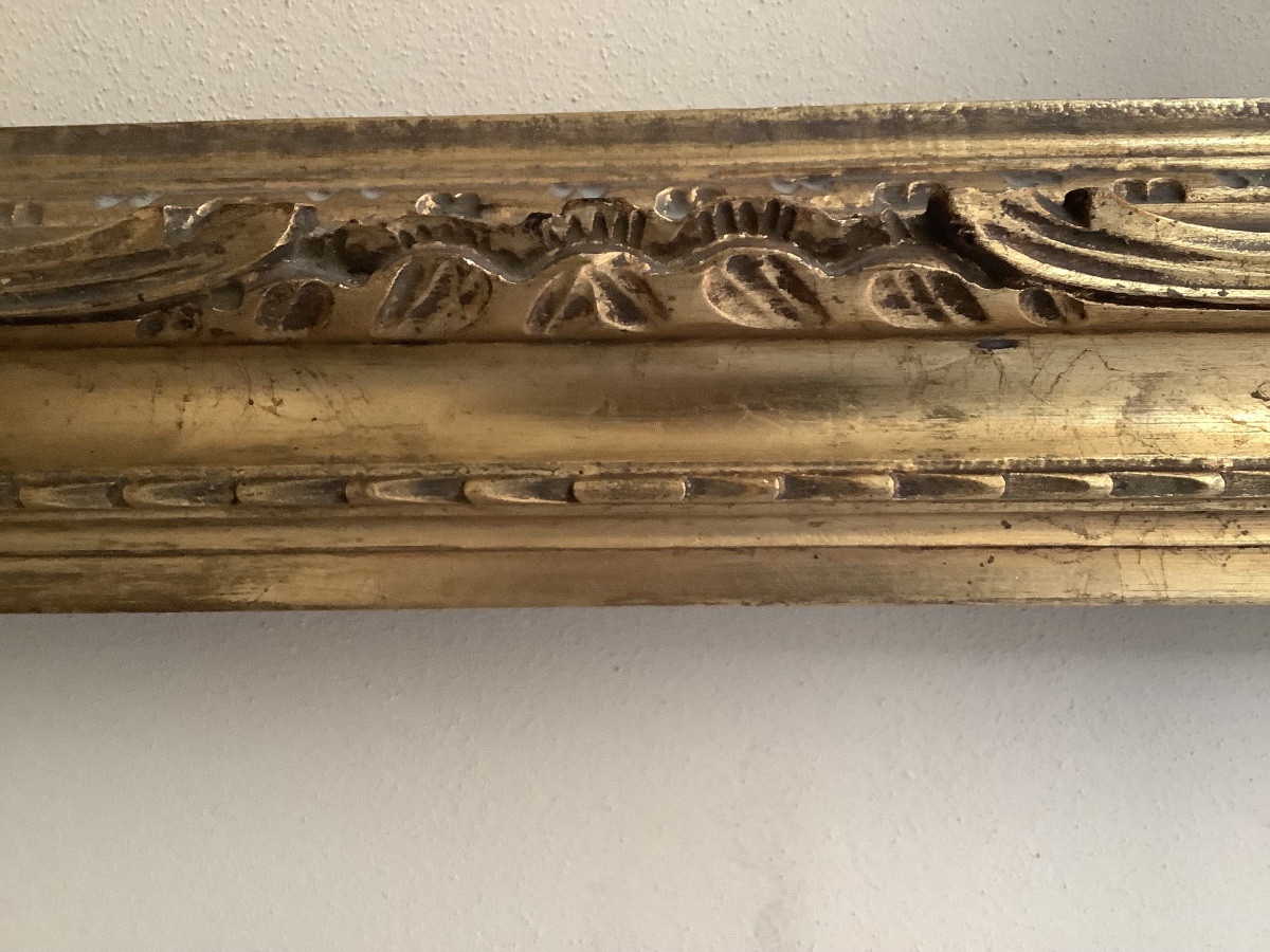 Cornice in legno dorato e intagliato con motivi a foglia Ep fine 800-photo-4