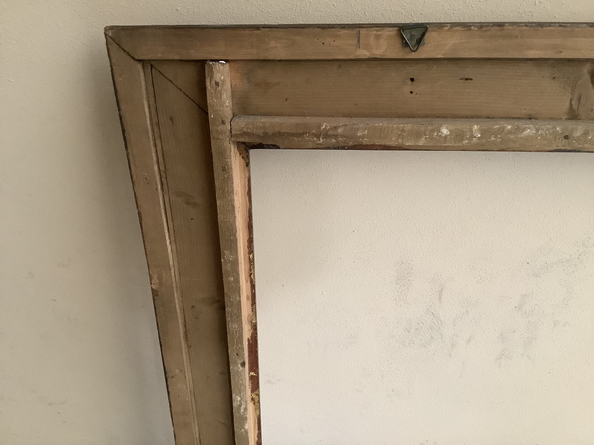 Cornice in legno dorato e intagliato con motivi a foglia Ep fine 800-photo-2
