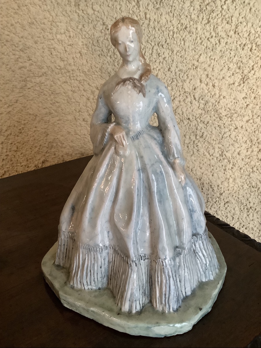 Dama in ceramica francese firmata Lachenal 1925-photo-3