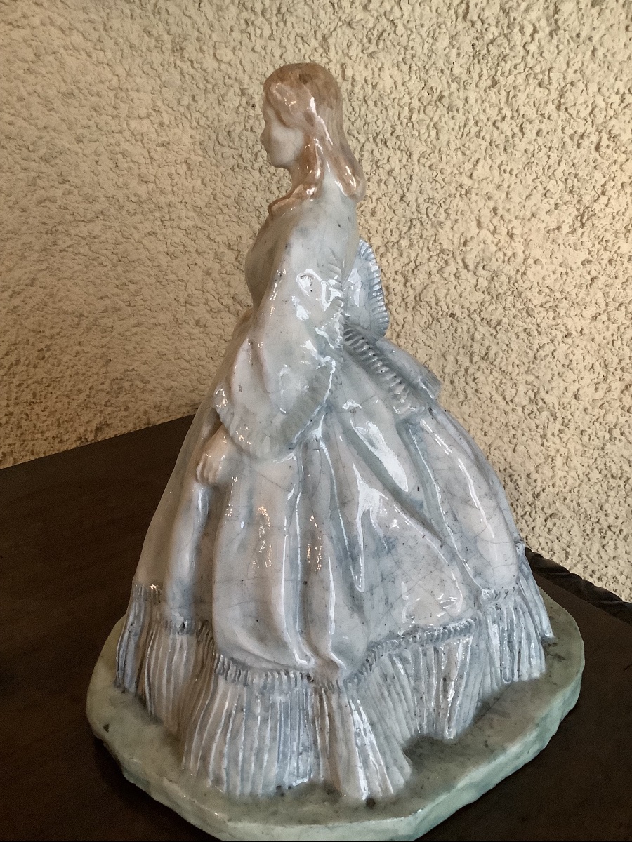 Dama in ceramica francese firmata Lachenal 1925-photo-1