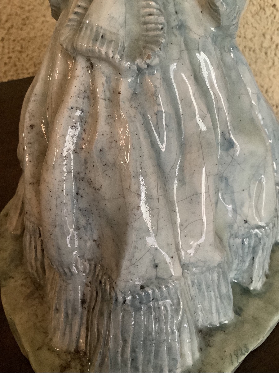 Dama in ceramica francese firmata Lachenal 1925-photo-3