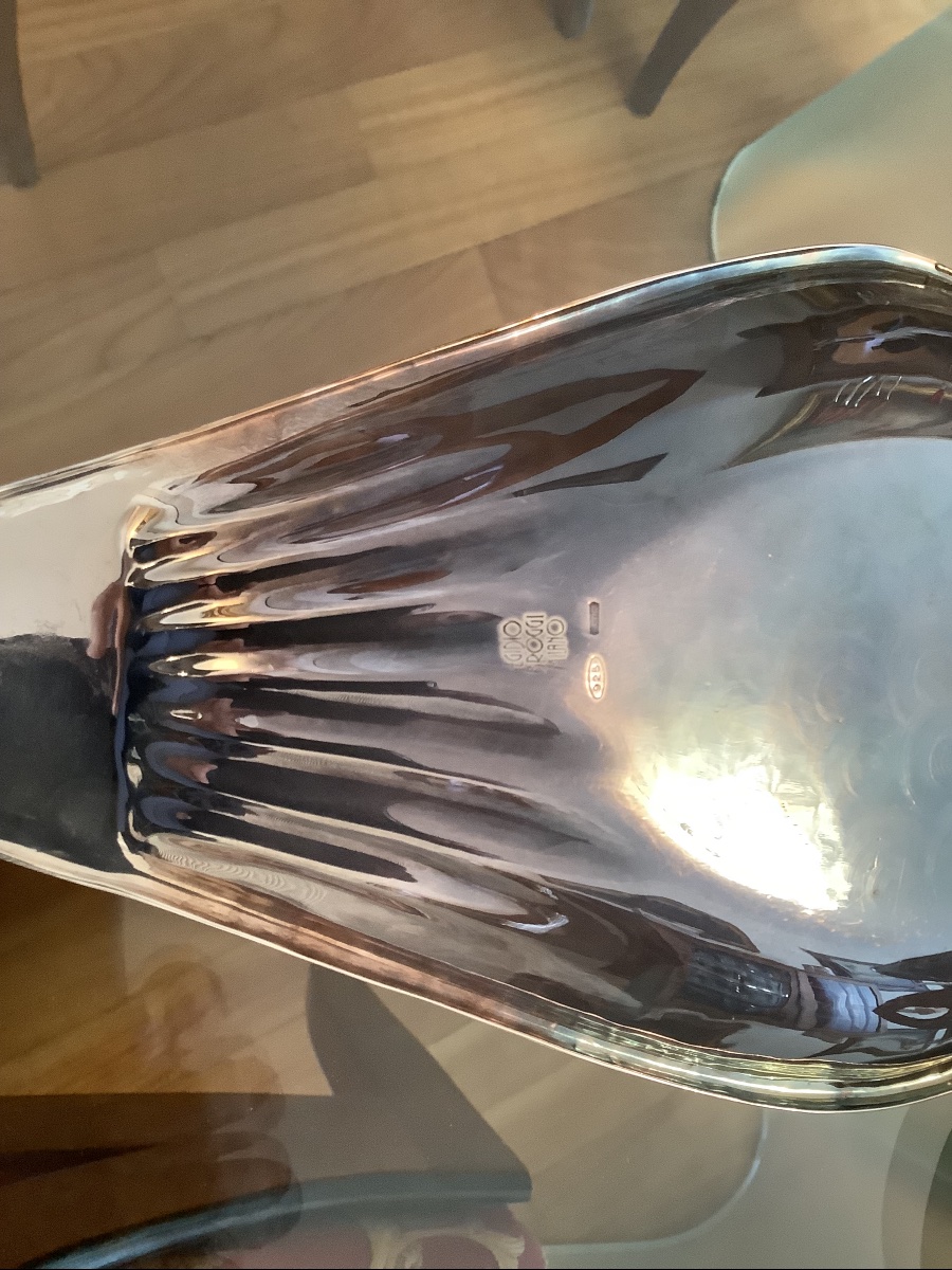Centro tavola in argento fiore di loto in argento Broggi Milano-photo-2