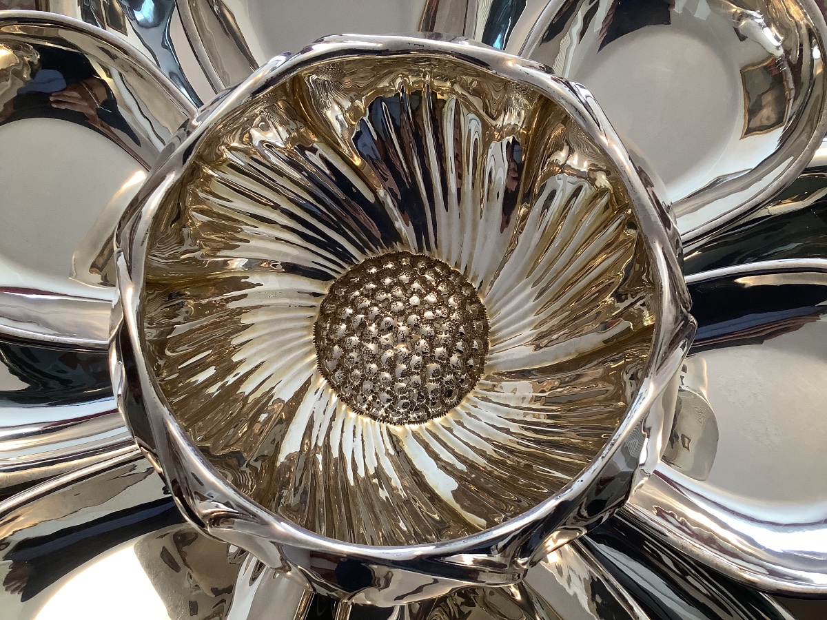 Centro tavola in argento fiore di loto in argento Broggi Milano-photo-4