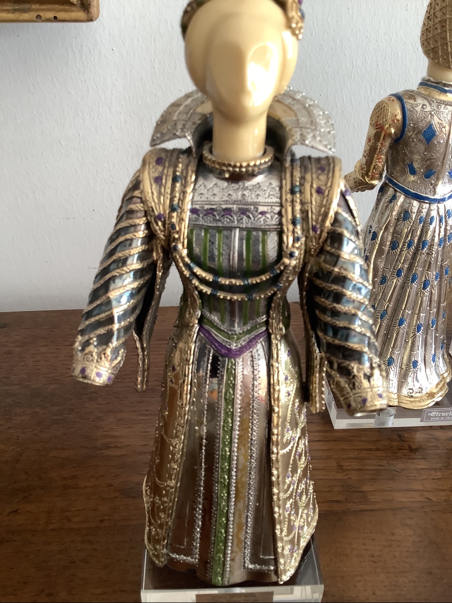 Quattro sculture in argento e oro storia della moda antica  Ep XX  secolo Italia-photo-3