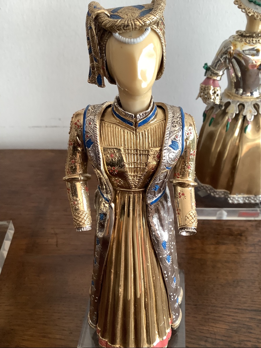 Quattro sculture in argento e oro storia della moda antica  Ep XX  secolo Italia-photo-4