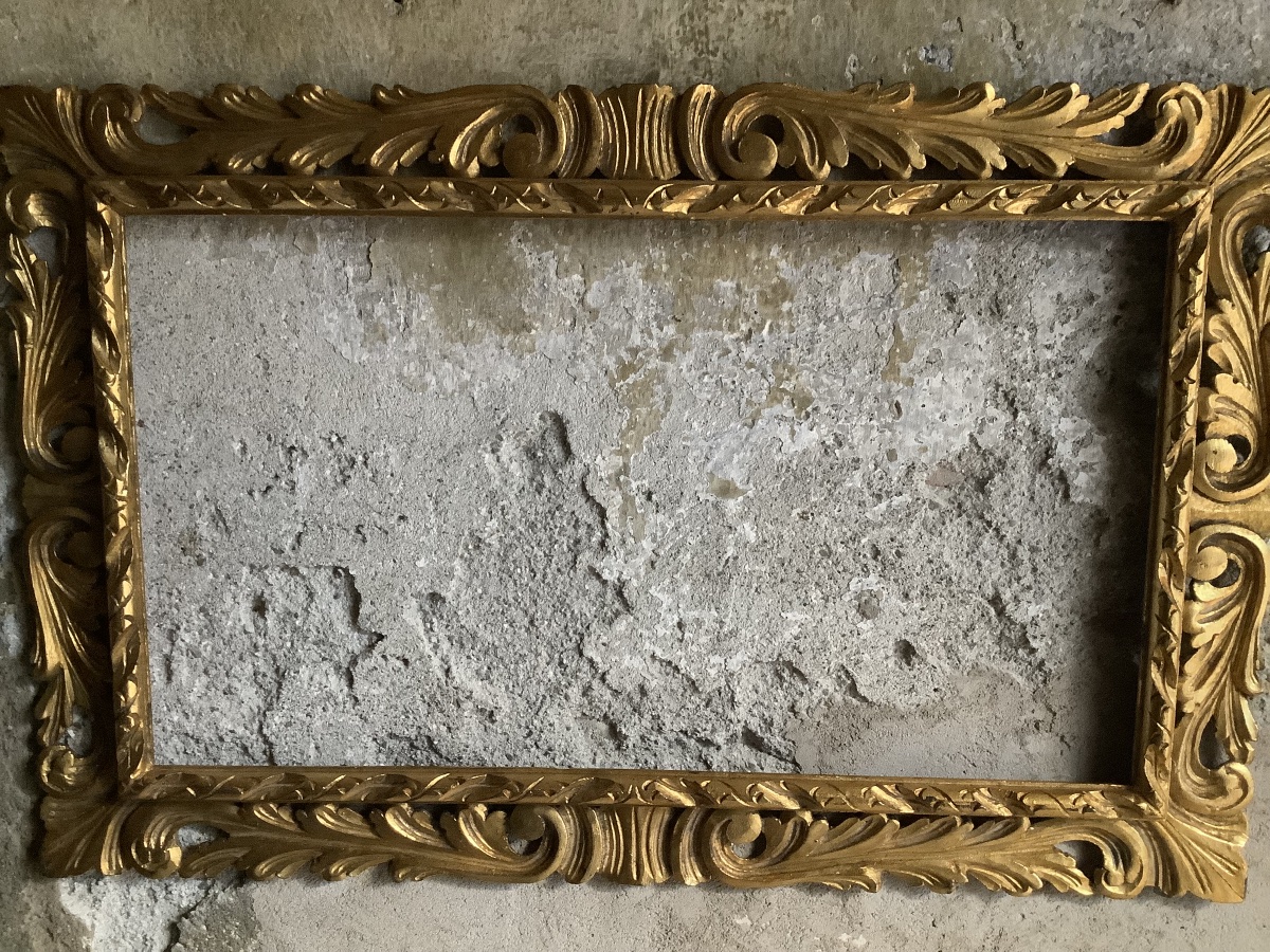 Cornice in legno intagliato e dorato Ep inizio 900