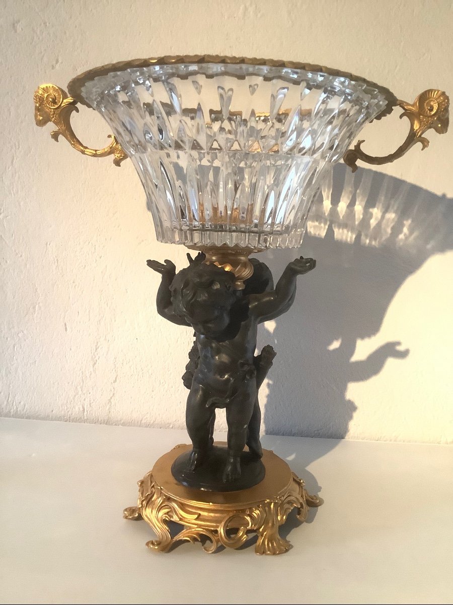 Sculpture En Bronze D’ore’ Avec Cristal Taille’ Ep XX Siecle