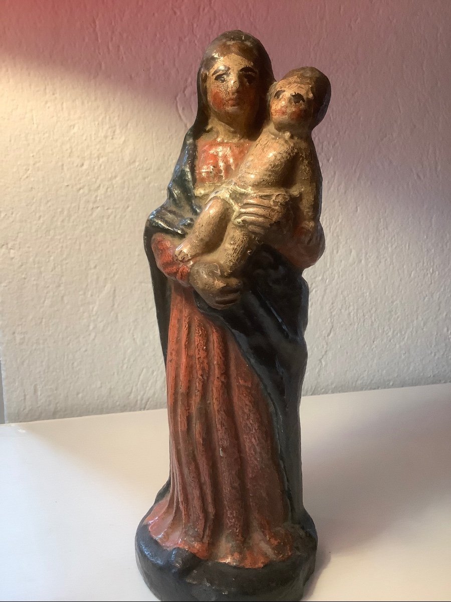 Madonna con bambino in terracotta Ep XVIII secolo-photo-3