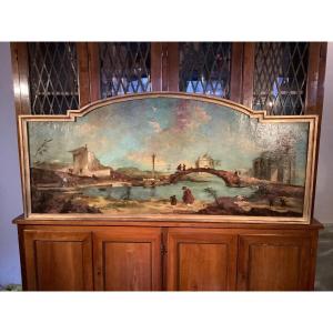 Olio su tela capriccio scuola Guardi Ep fine 700 inizio 800