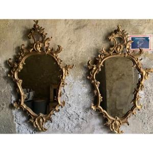 Coppia di specchiere in legno intagliato e dorato Venezia Ep XVIII secolo