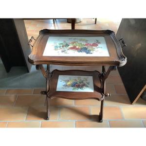 Tavolino a vassoio con piani dipinti in ceramica Ep fine 800