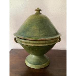 Grande zuppiera in ceramica verde Ep XX secolo