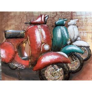Quadro in metallo dipinto in rilievo motociclette Ep moderna