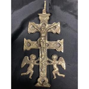 Croce in bronzo con angeli e personaggi Ep 800