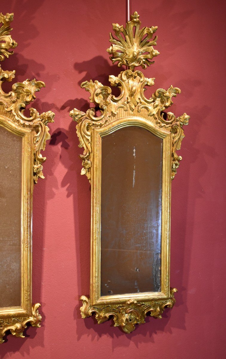 Coppia di grandi specchiere, Venezia Settecento (h.130 cm.)-photo-4