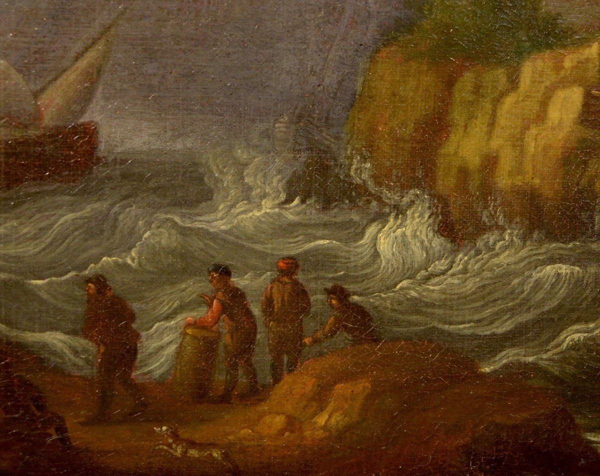 Coppia di vedute costiere, Cerchia di Peter Van de Velde (Anversa 1634 -1714)-photo-3