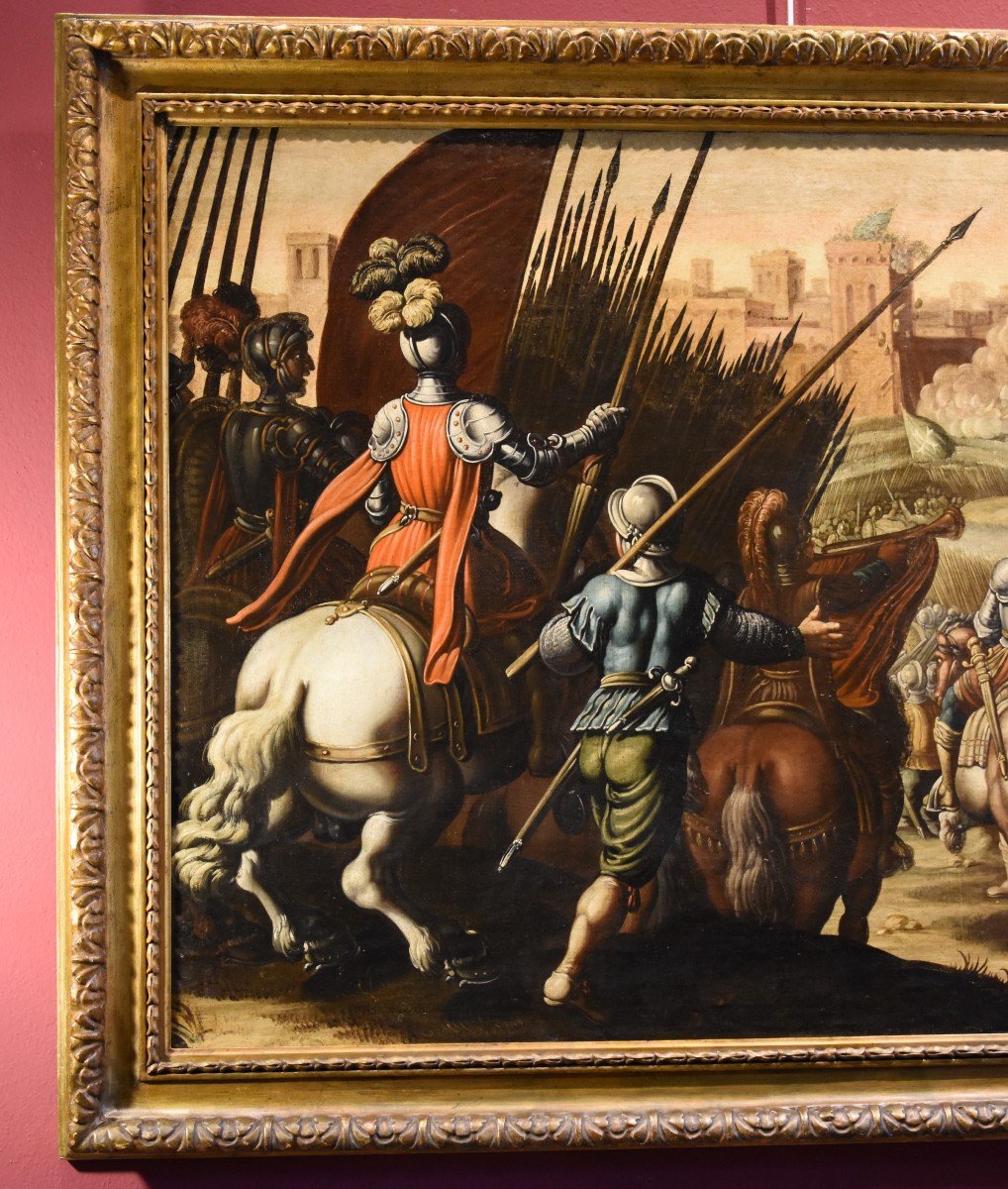 Antonio Tempesta (Firenze 1555 - Roma 1630), Scena di battaglia con castello sullo sfondo-photo-2