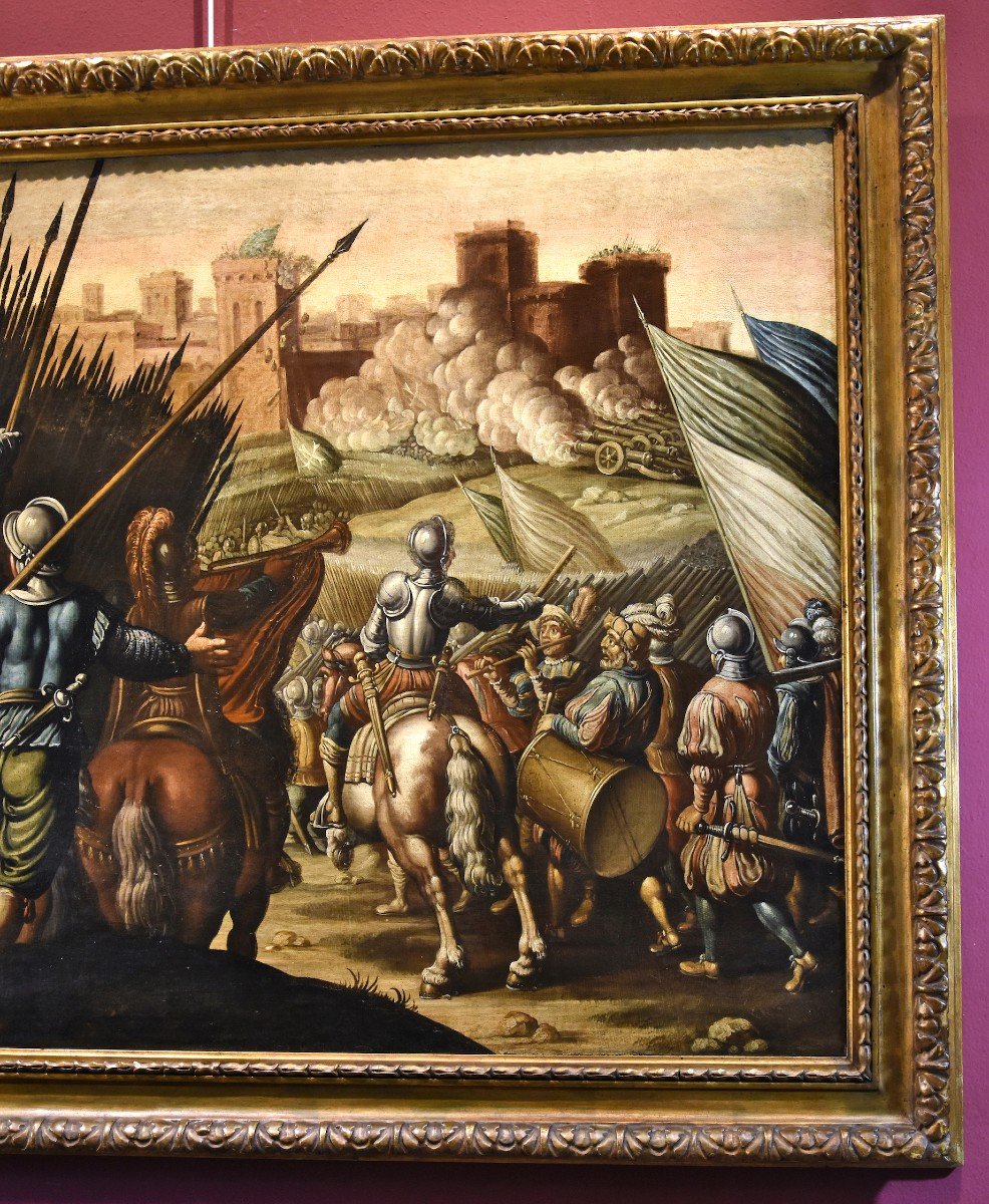 Antonio Tempesta (Firenze 1555 - Roma 1630), Scena di battaglia con castello sullo sfondo-photo-3