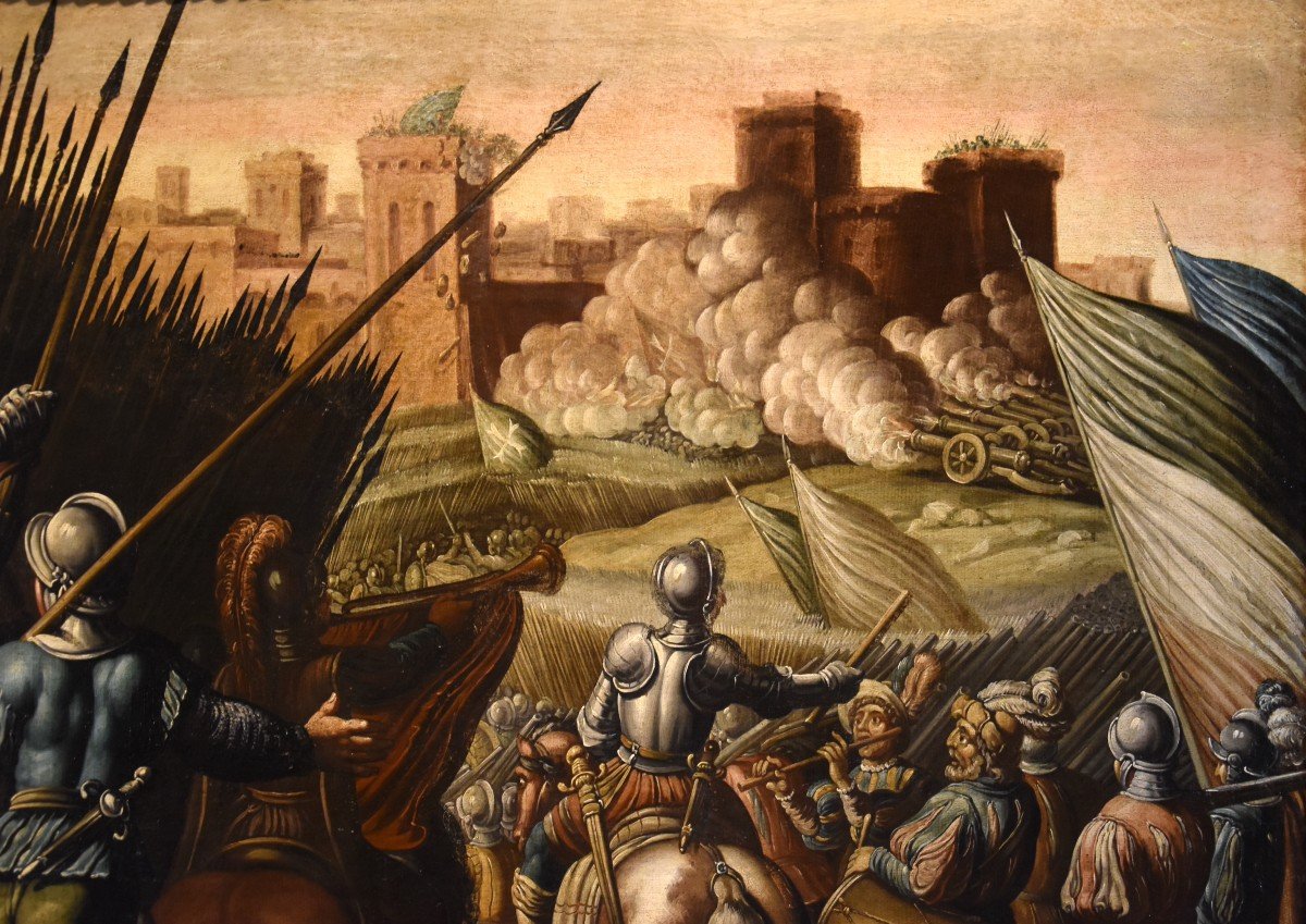 Antonio Tempesta (Firenze 1555 - Roma 1630), Scena di battaglia con castello sullo sfondo-photo-5