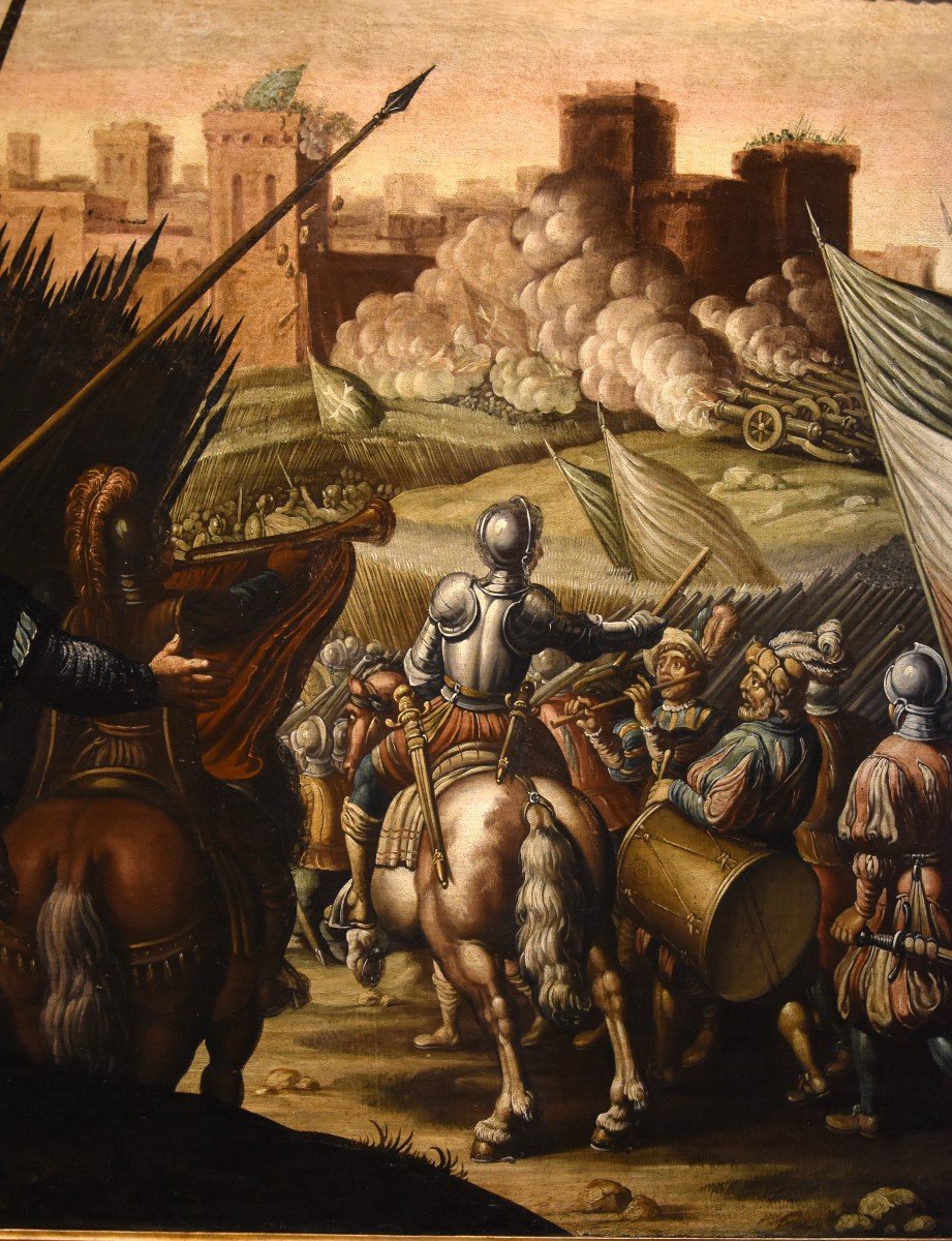Antonio Tempesta (Firenze 1555 - Roma 1630), Scena di battaglia con castello sullo sfondo-photo-6