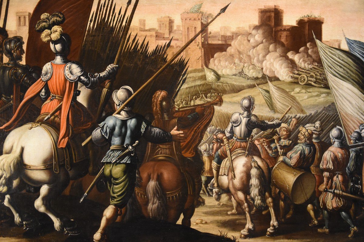 Antonio Tempesta (Firenze 1555 - Roma 1630), Scena di battaglia con castello sullo sfondo-photo-7